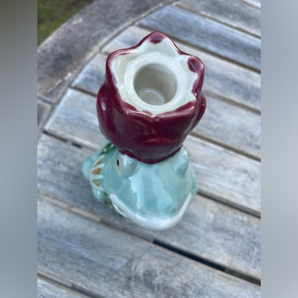 Majolica Frog / Lotus Vintage Candle Holder - Picture 5 of 8